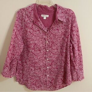 Coldwater Creek Pink Paisley Button-Down Shirt Women’s Size L (14-16)